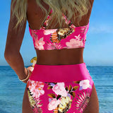 Clara | Bikini su kontrastingais gėlių raštais ir plyšiu