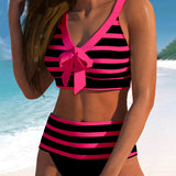 Maya | Juostuotas bikini su aukštu liemeniu