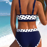 Liesbeth | Aukštai įsiūtas taškuotas bikini su patchwork dizainu