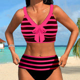 Maya | Juostuotas bikini su aukštu liemeniu