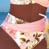 Clara | Bikini su kontrastingais gėlių raštais ir plyšiu
