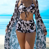 Lydia | 3 dalių bikini rinkinys su spauda