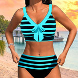 Maya | Juostuotas bikini su aukštu liemeniu