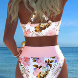 Clara | Bikini su kontrastingais gėlių raštais ir plyšiu