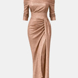 Aistė - Stilinga Maxi Suknelė Moterims su Off-Shoulder Dekolte ir Drapiruotu Sijonu