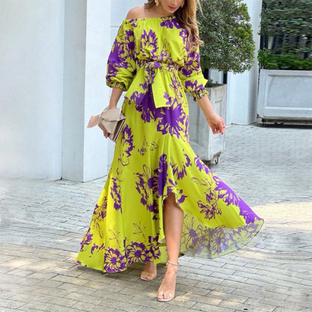 Aistė - Šventinė Moteriška Suknelė su Off-Shoulder ir Kaspinu Vakarėliams