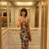 Ieva - Vintage Maxi Suknelė Moterims su Kaklo Juosta ir Prigludusiu Siluetu