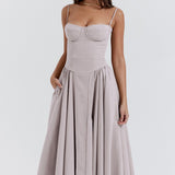 Julija - Elegantiška Midi Vestuvinė Suknelė Moterims su Bustier ir Pilnu Sijonu