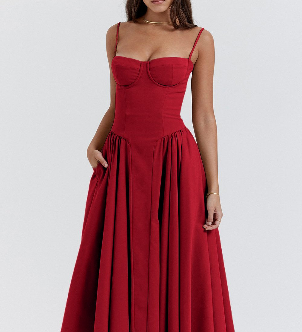 Julija - Elegantiška Midi Vestuvinė Suknelė Moterims su Bustier ir Pilnu Sijonu