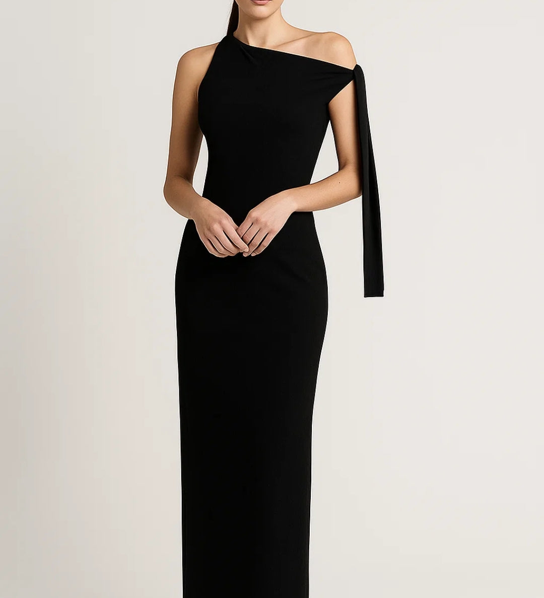 Sigita - Elegantiška Maxi Suknelė Moterims su Kaklaraiščio Detalėmis, Prigludęs Modelis