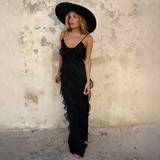 Eglė - Romantiška Moteriška Suknelė Jaunavedžiams su Volanais ir Plonomis Petnešėlėmis