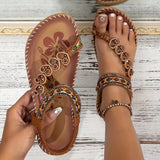 Saulė - Boho Komforto Moteriški Sandalai su Karoliukų Akcentais ir Elastinga Kulkšnies Juosta