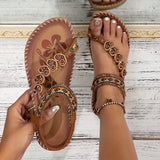 Saulė - Boho Komforto Moteriški Sandalai su Karoliukų Akcentais ir Elastinga Kulkšnies Juosta