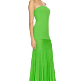 Saulė - Elegantiška Maxi Suknelė Be Dirželių su Raukšlėta Žuvies Uodegos Apdaila