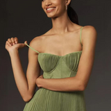 Simona - Elegantiška Vestuvių Svečio Suknelė Moterims su Bustier ir Klostuotu Sijonu
