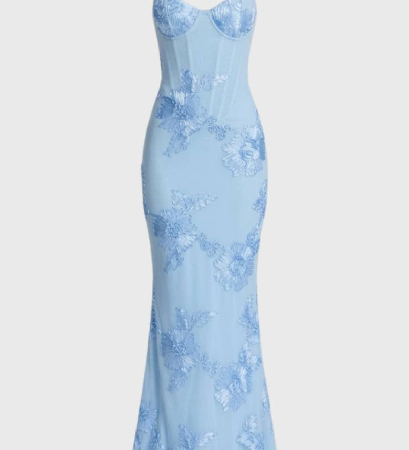 Austė - Elegantiška Bustier Stiliaus Maxi Suknelė Moterims su Plonomis Petnešėlėmis