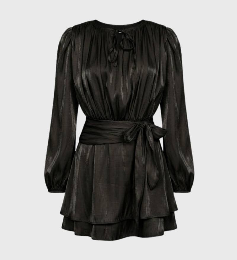 Rugilė - Elegantiška Mini Suknelė Moterims su Džinsiniu Diržu ir Raukiniais
