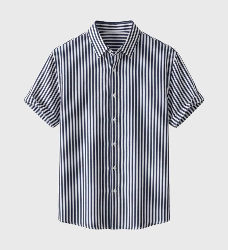 Gytis - Vyriški Dryžuoti Marškiniai su Trumpomis Rankovėmis ir Sagų Užsegimu