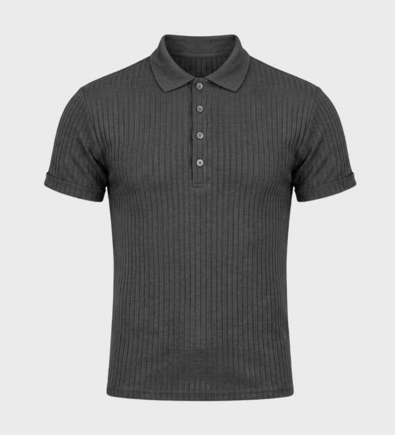 Vidmantas - Vyriški Polo Marškinėliai su Raukšlėta Tekstūra ir Sagų Užsegimu