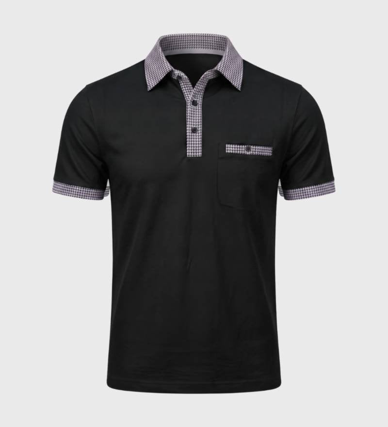 Simonas - Vyriški Polo Marškinėliai su Dryžuotu Kontrastu, Trumpos Rankovės
