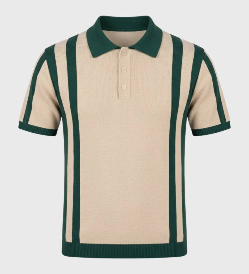 Danas - Vyriški Dryžuoti Polo Marškinėliai su Trumpomis Rankovėmis, Retro Stilius