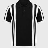 Danas - Vyriški Dryžuoti Polo Marškinėliai su Trumpomis Rankovėmis, Retro Stilius