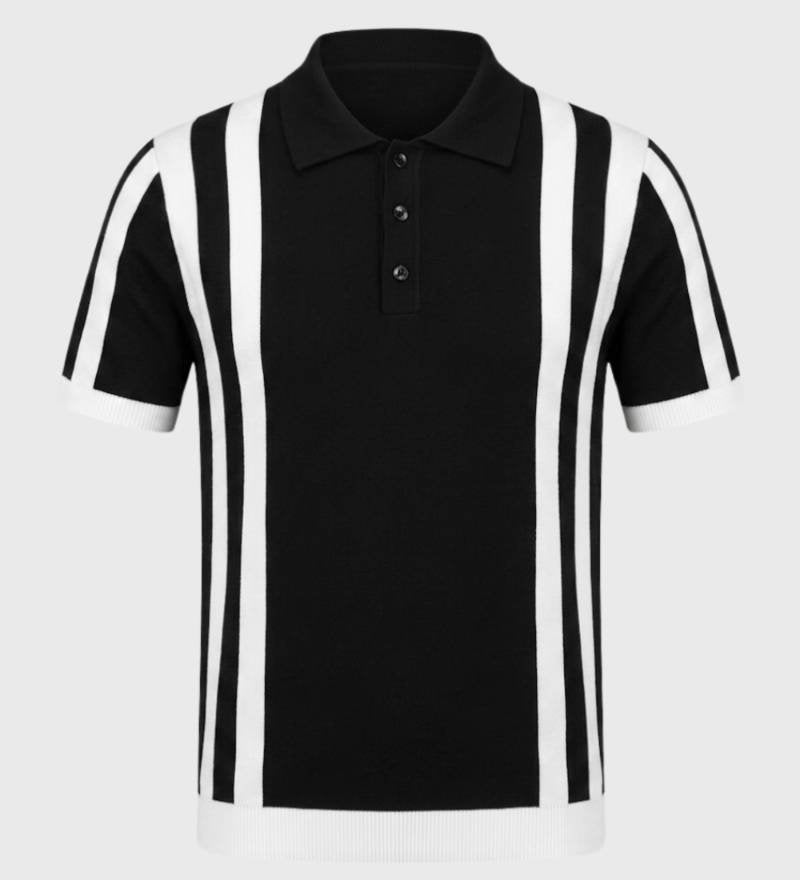 Danas - Vyriški Dryžuoti Polo Marškinėliai su Trumpomis Rankovėmis, Retro Stilius