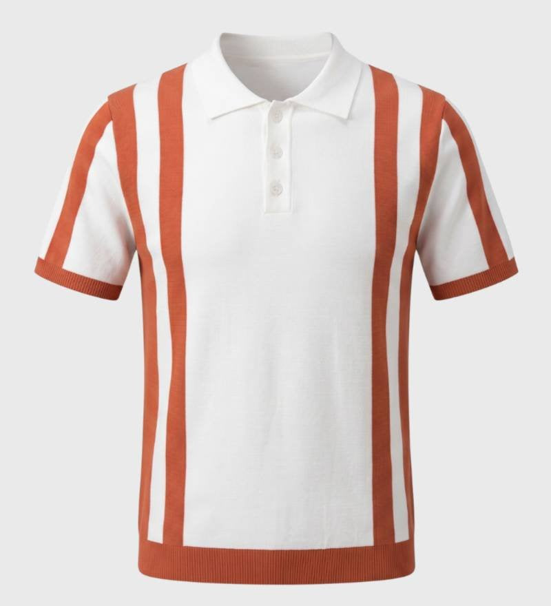 Danas - Vyriški Dryžuoti Polo Marškinėliai su Trumpomis Rankovėmis, Retro Stilius